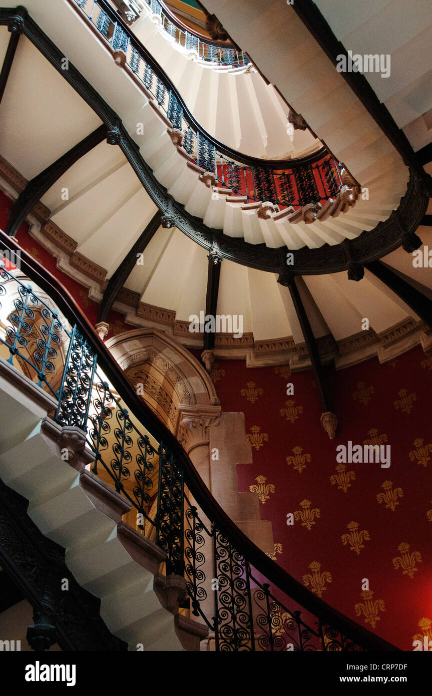Grand staircase inside the St Pancras Renaissance Hotel. The staircase has been named Europe's Grandest Staircase. Stock Photo