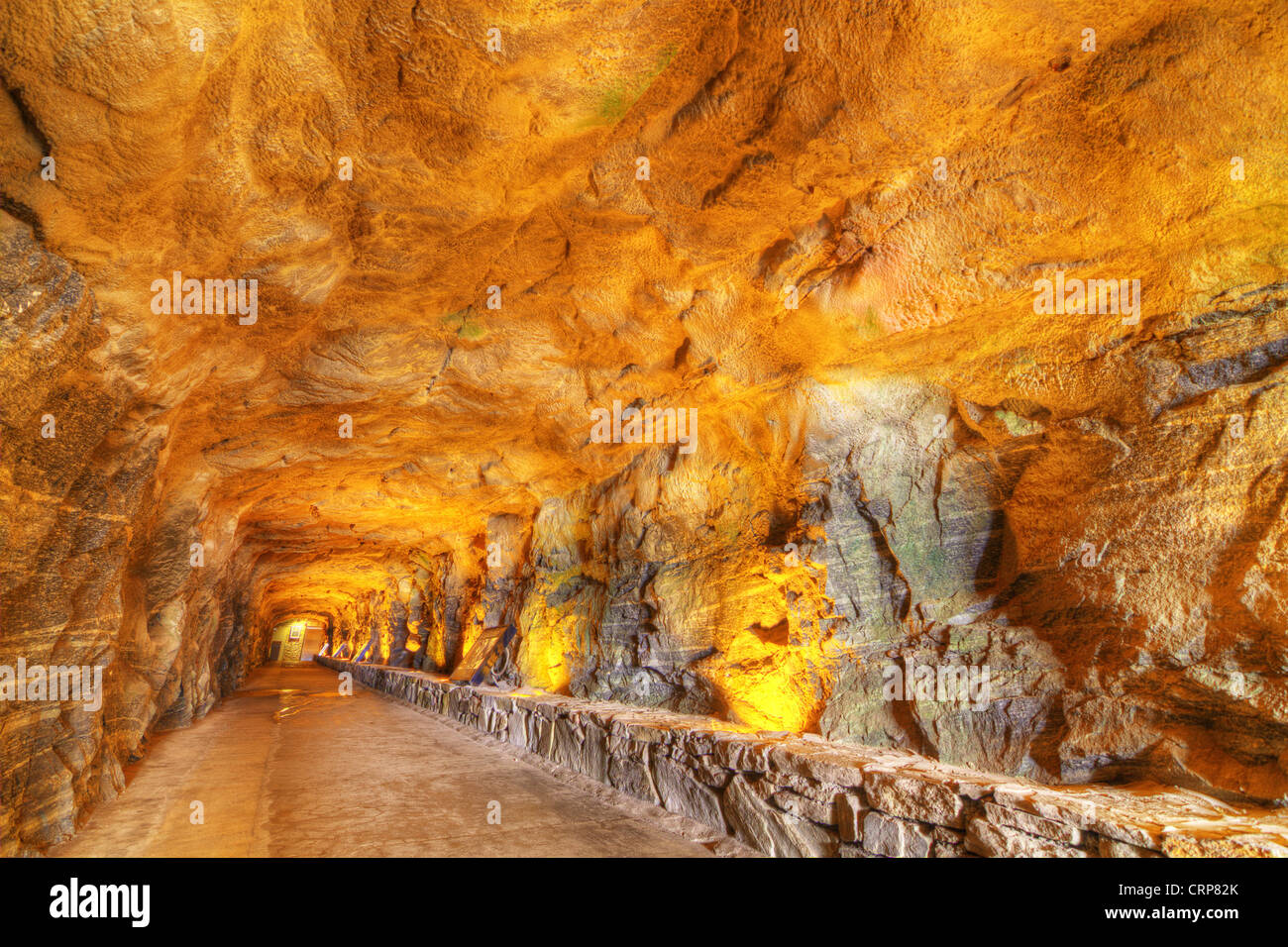 Interior of a cave tunnel at Chimney Rock Park in North Carolina, USA. Stock Photo