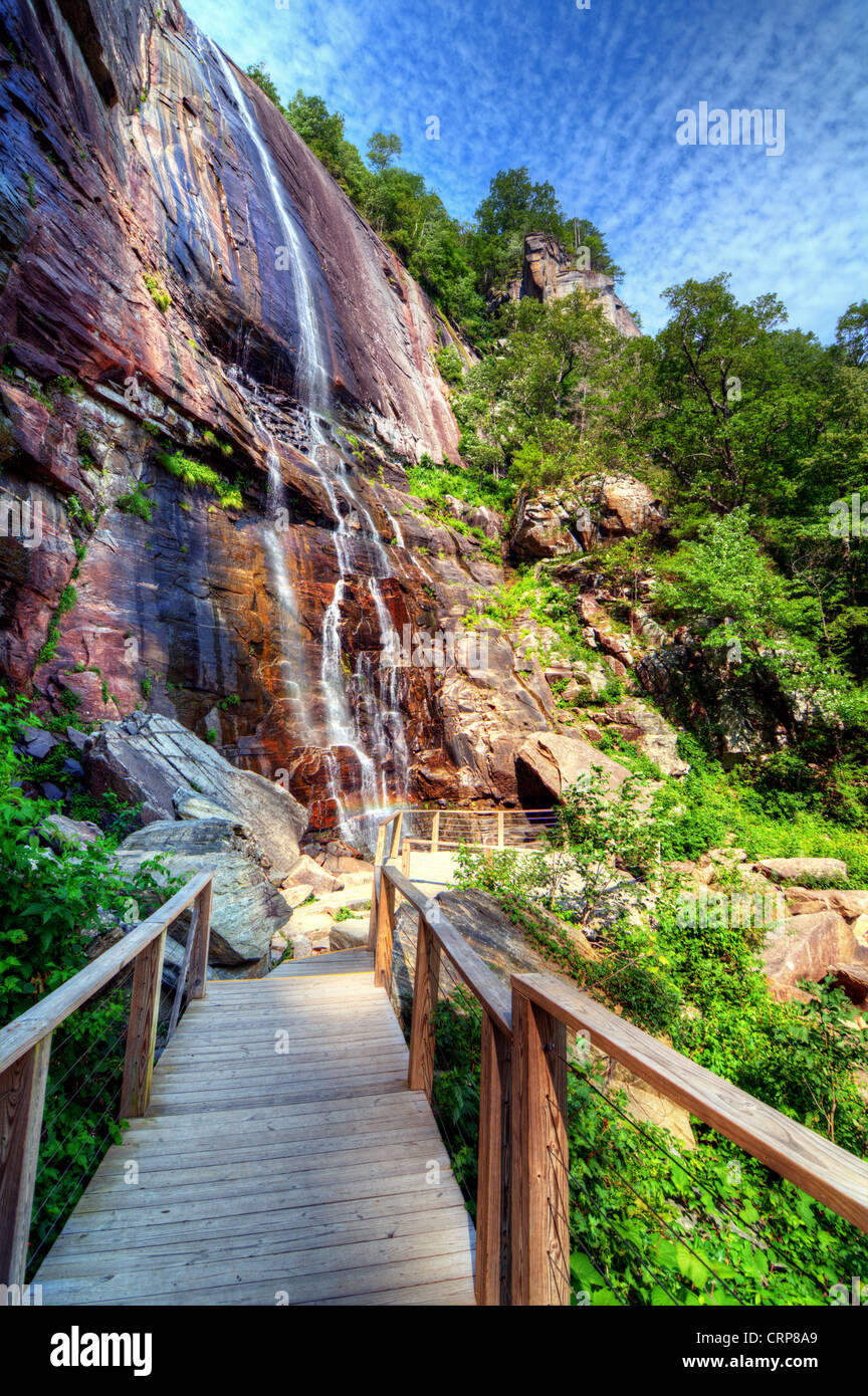 Hickory Nut Falls in Chimney Rock State Park, North Carolina. Stock Photo