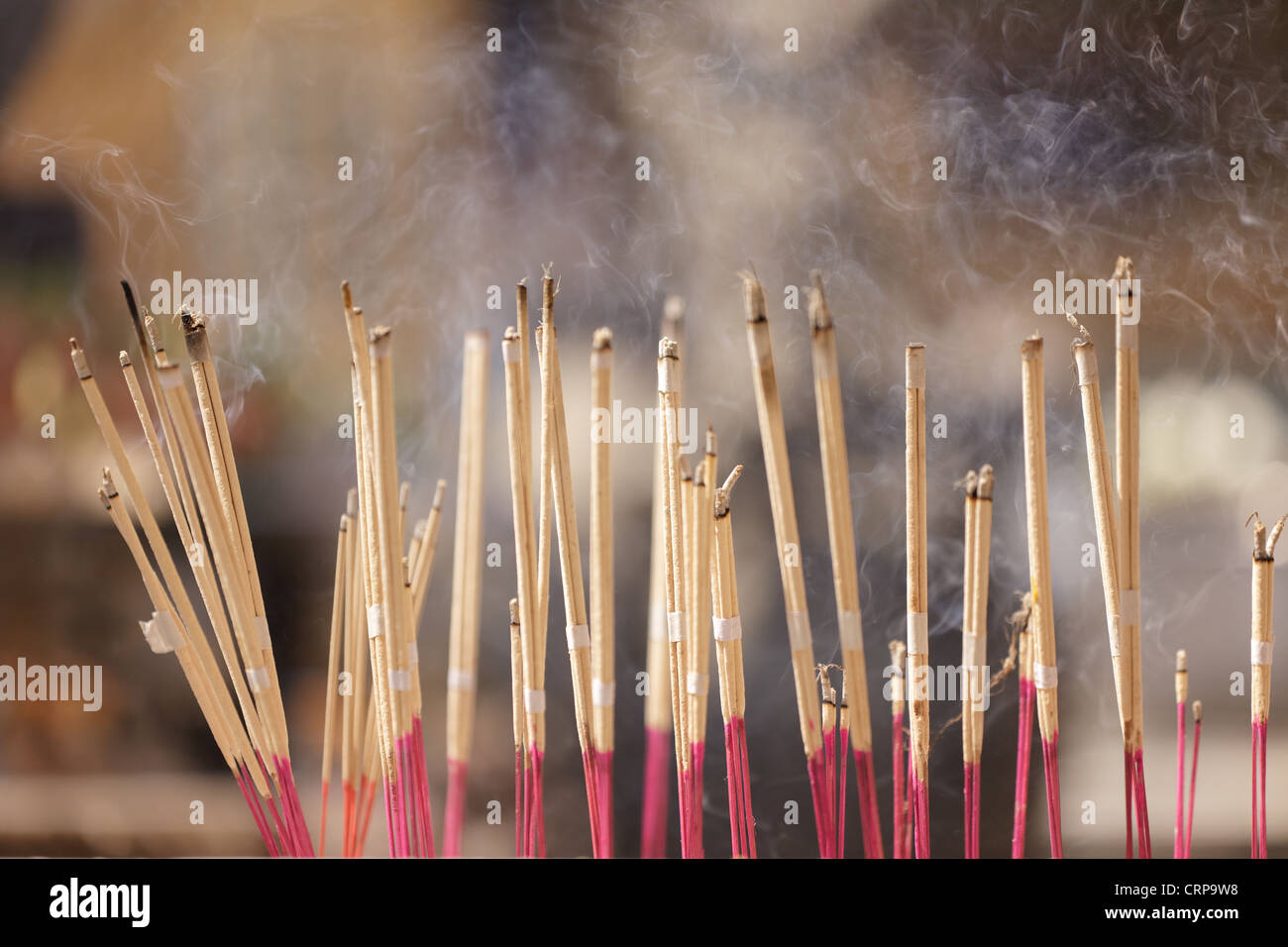 stick incense burning in buddhist temple, Thailand Stock Photo - Alamy