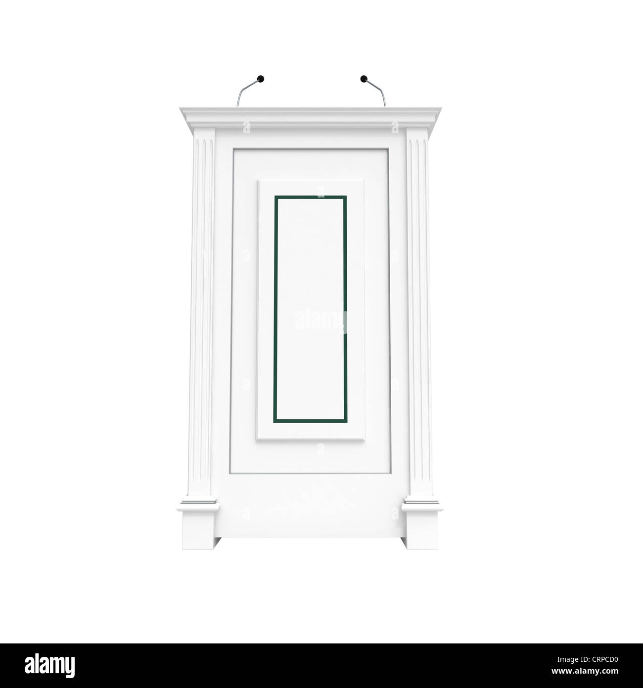 Classical architecture style interior object. White wooden podium isolated on white Stock Photo