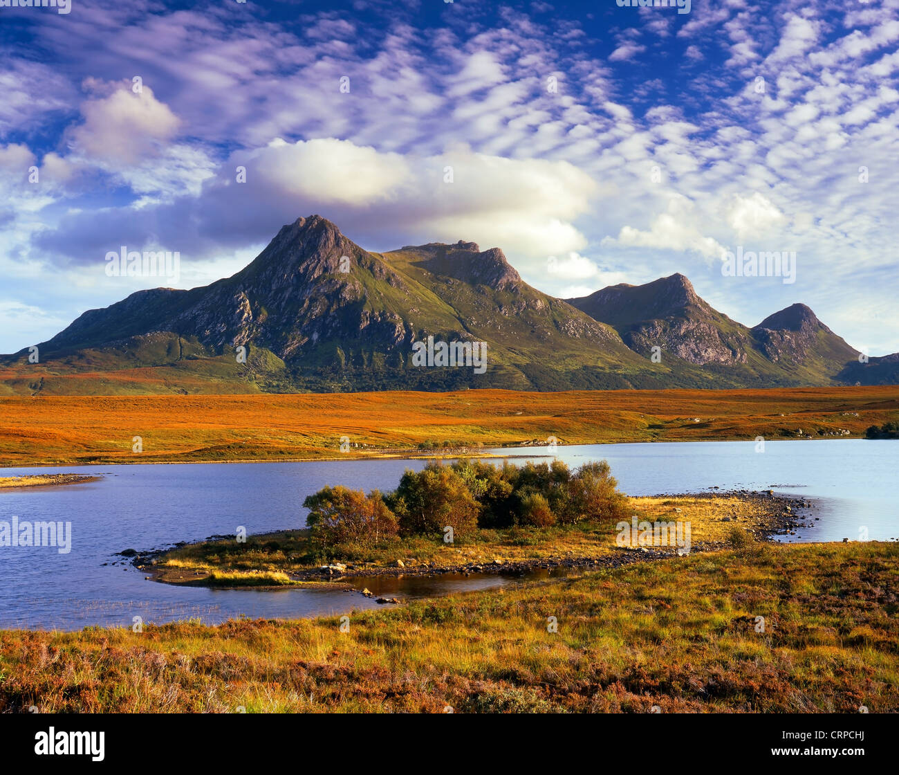 The jagged peaks of Ben Loyal in the Scottish Highlands in Autumn. Stock Photo