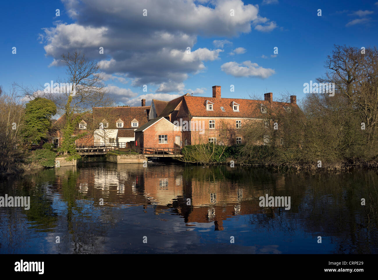 Flatford Mill on the River Stour in the heart of Dedham Vale, famed for its association with the famous English landscape painte Stock Photo
