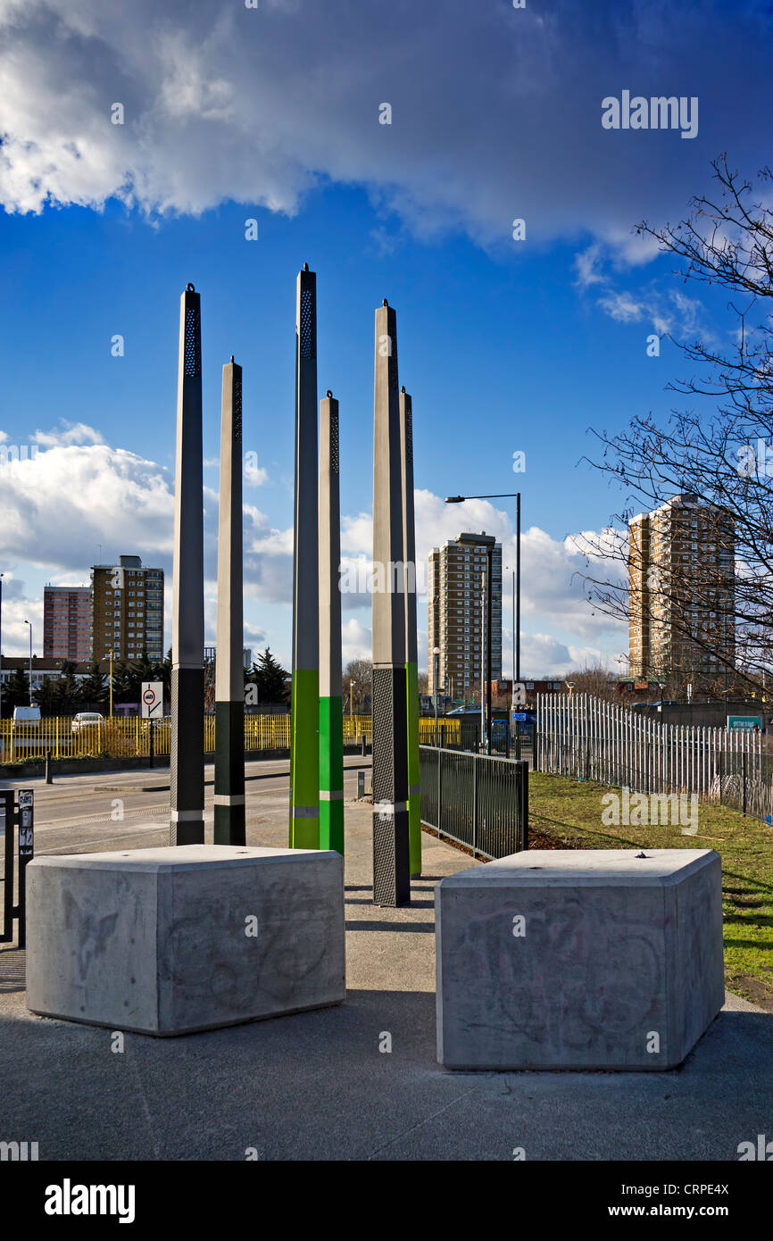 Markers at the Olympic Park entrance on the Greenway by The Klassnik Corporation, Riitta Ikonen and We Made That. Stock Photo