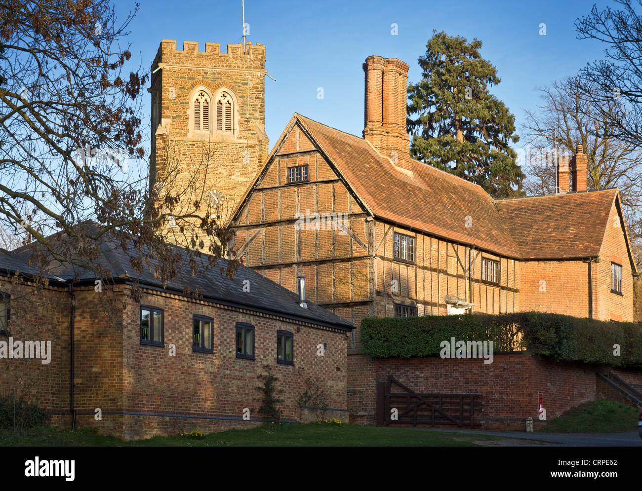 Manor Farm and Husborne Crawley Church Stock Photo Alamy