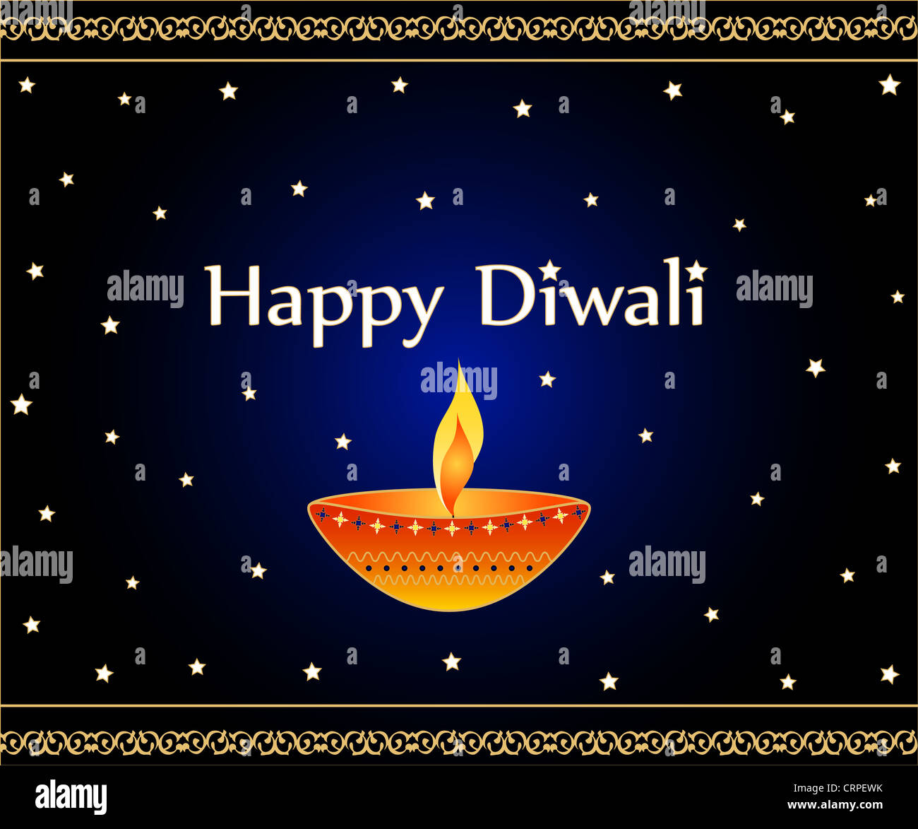 Indian festival Diwali lamp with sparkling stars Stock Photo
