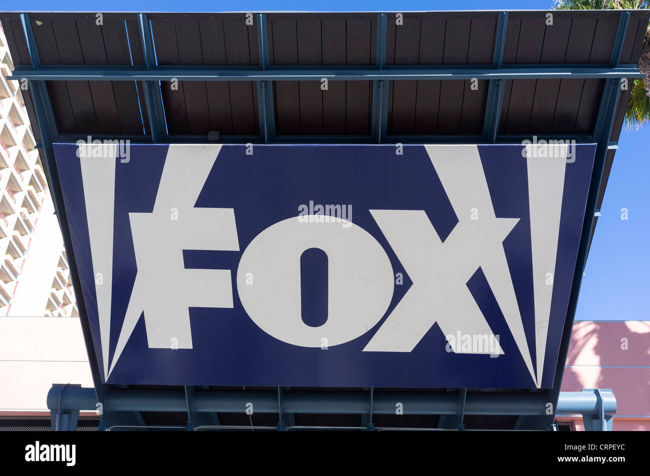 Fox logo on the entrace to Fox studios in Hollywood Stock Photo