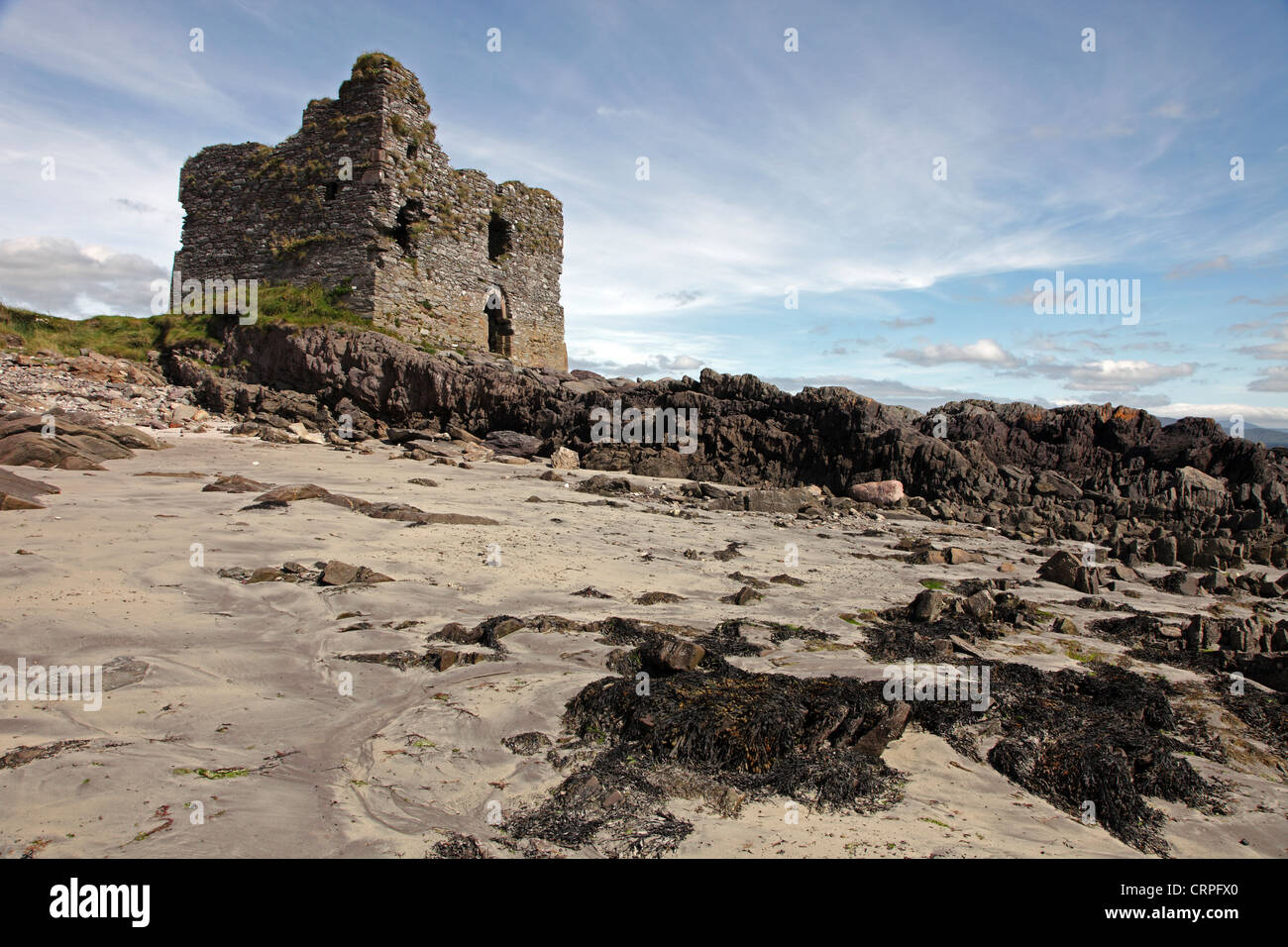 Ballinskelligs Castle, a 16th century castle built by McCarthy Mor to protect the coastline from pirates. Stock Photo