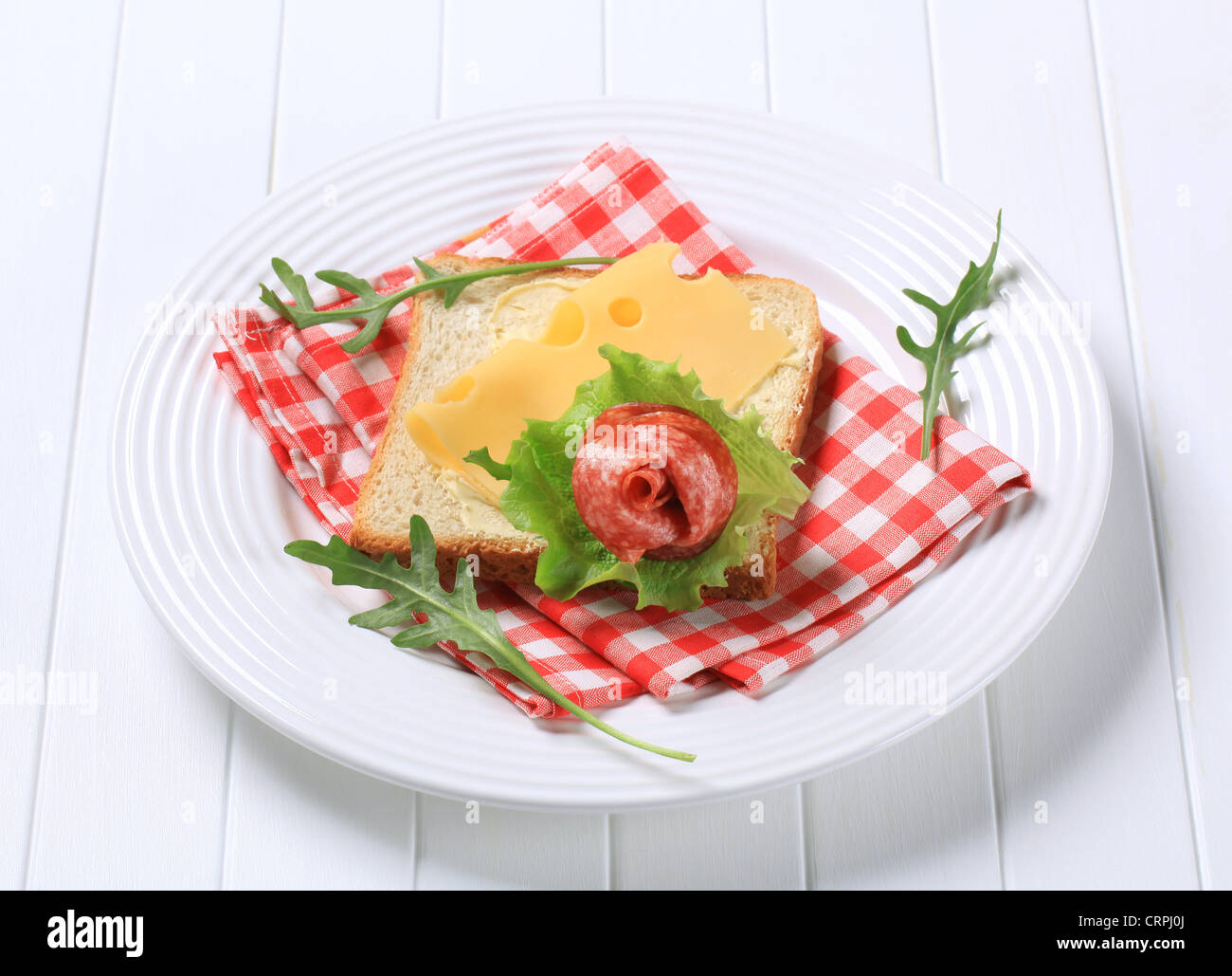 Sandwich bread with Swiss cheese and salami Stock Photo Alamy