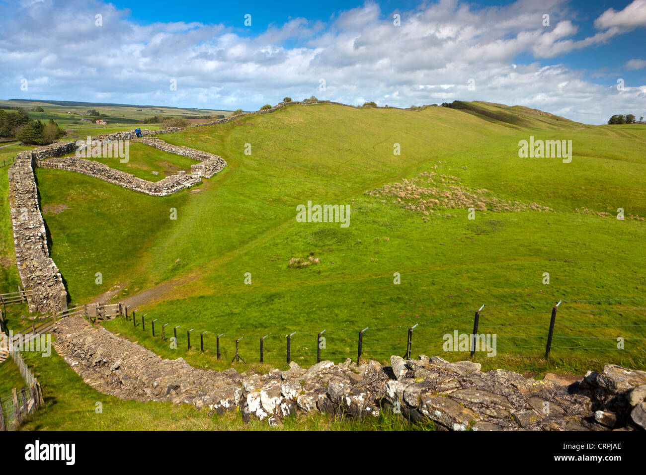 Hadrian's Wall at Haltwhistle. The wall was begun in AD 122 by the