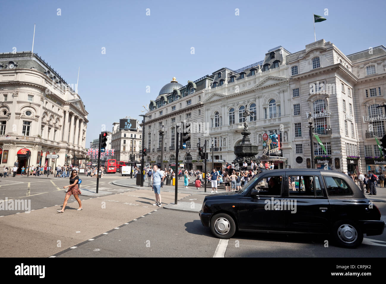 Piccadilly Circus street scene on a summer day, London, England, UK. Stock Photo