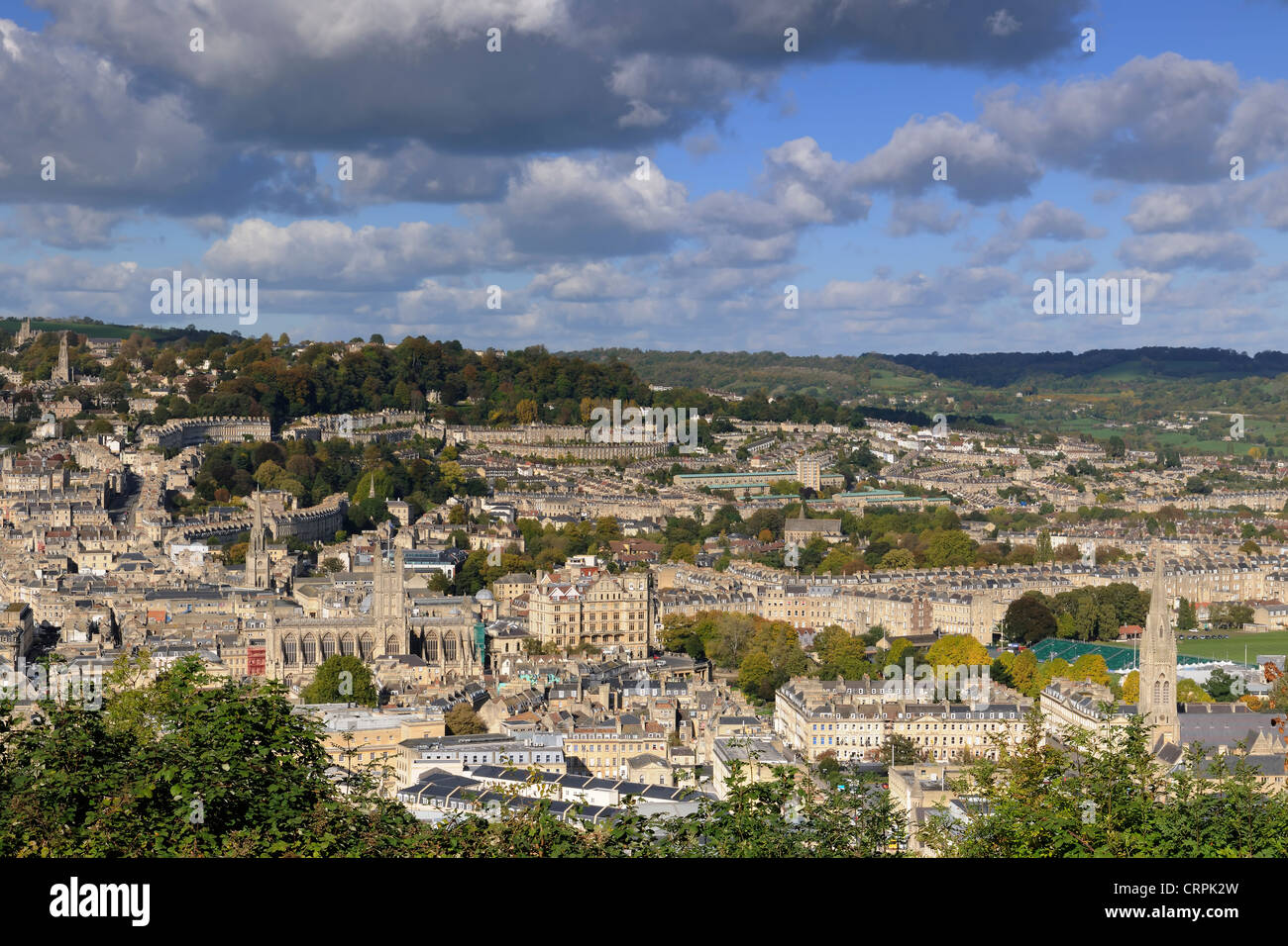 View over the historic City of Bath, a World Heritage Site famous as a