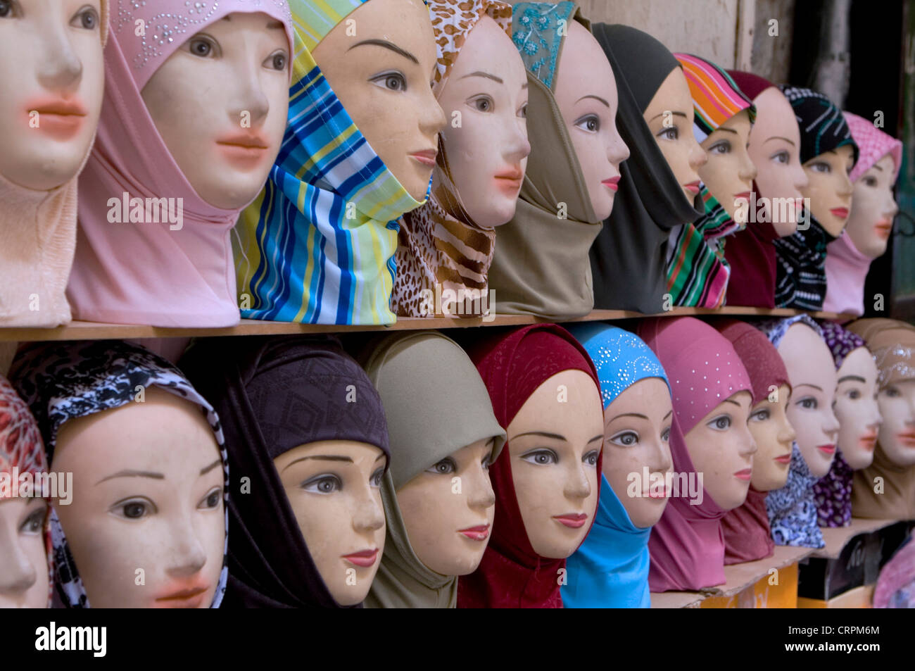 Scarfed mannequins in the Old City's Muslim Quarter, Jerusalem, Israel Stock Photo