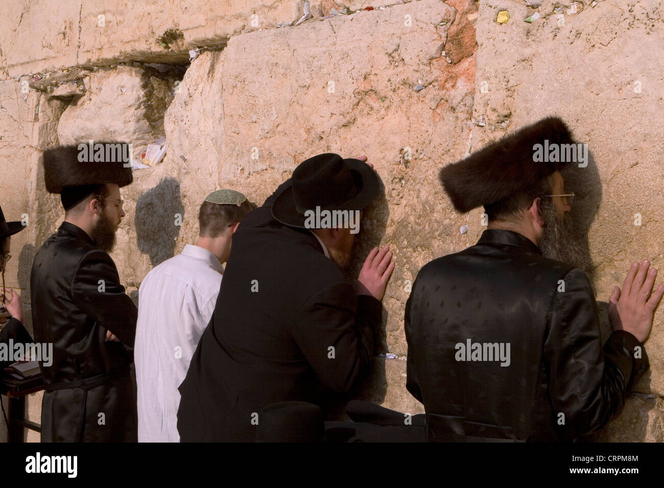 Jews worship at the Old City's Western Wall, Jerusalem, Israel Stock Photo
