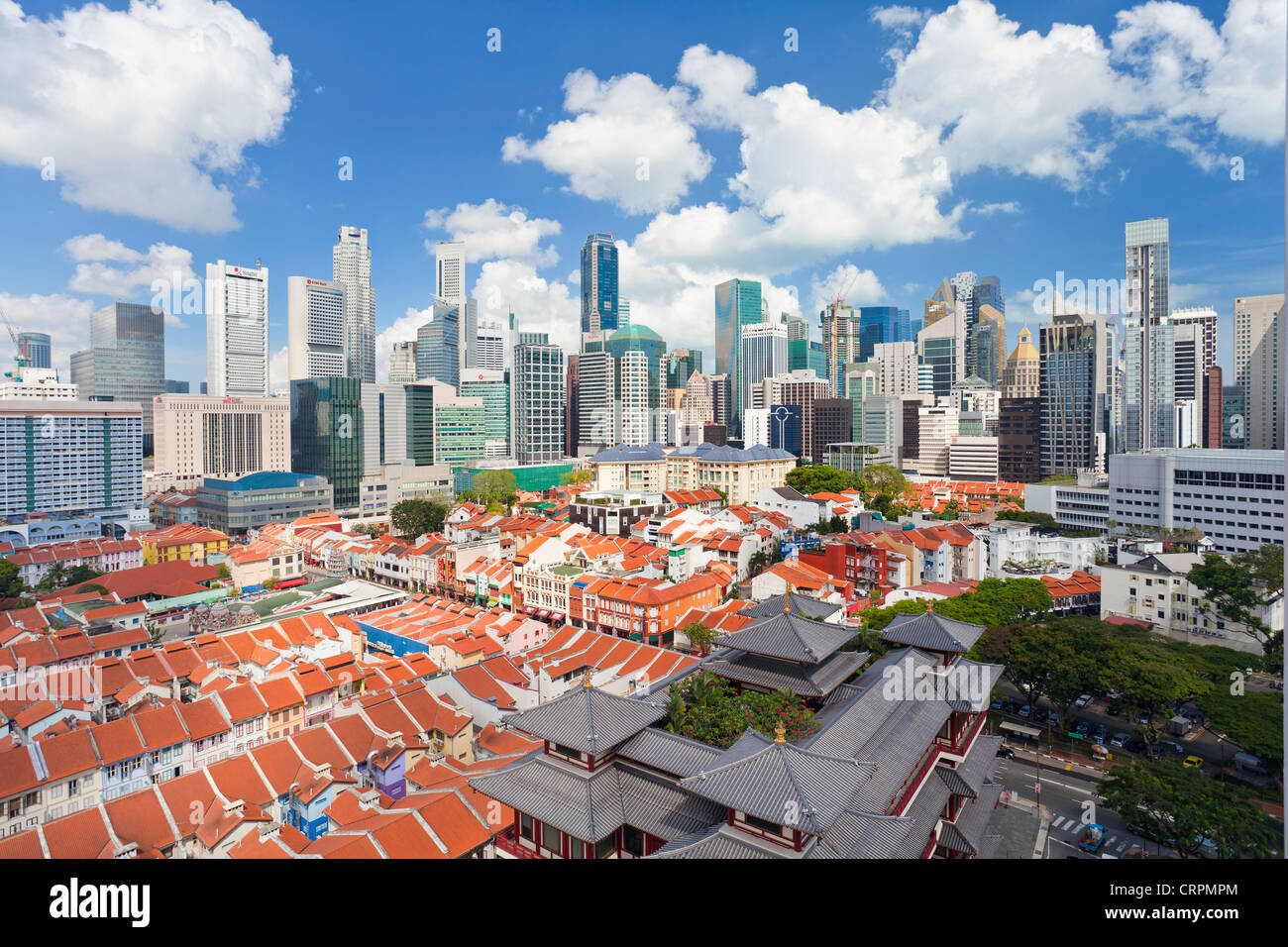 Elevated view over traditional houses in Chinatown, Singapore, Southeast Asia, Asia Stock Photo