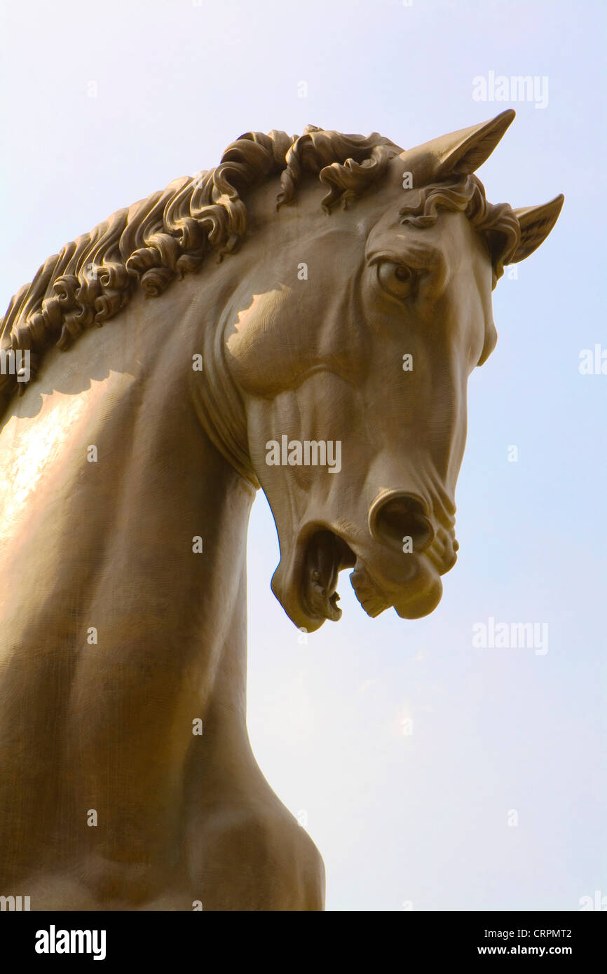 Bronze sculpture of a horse outside San Siro Racetrack, Milan