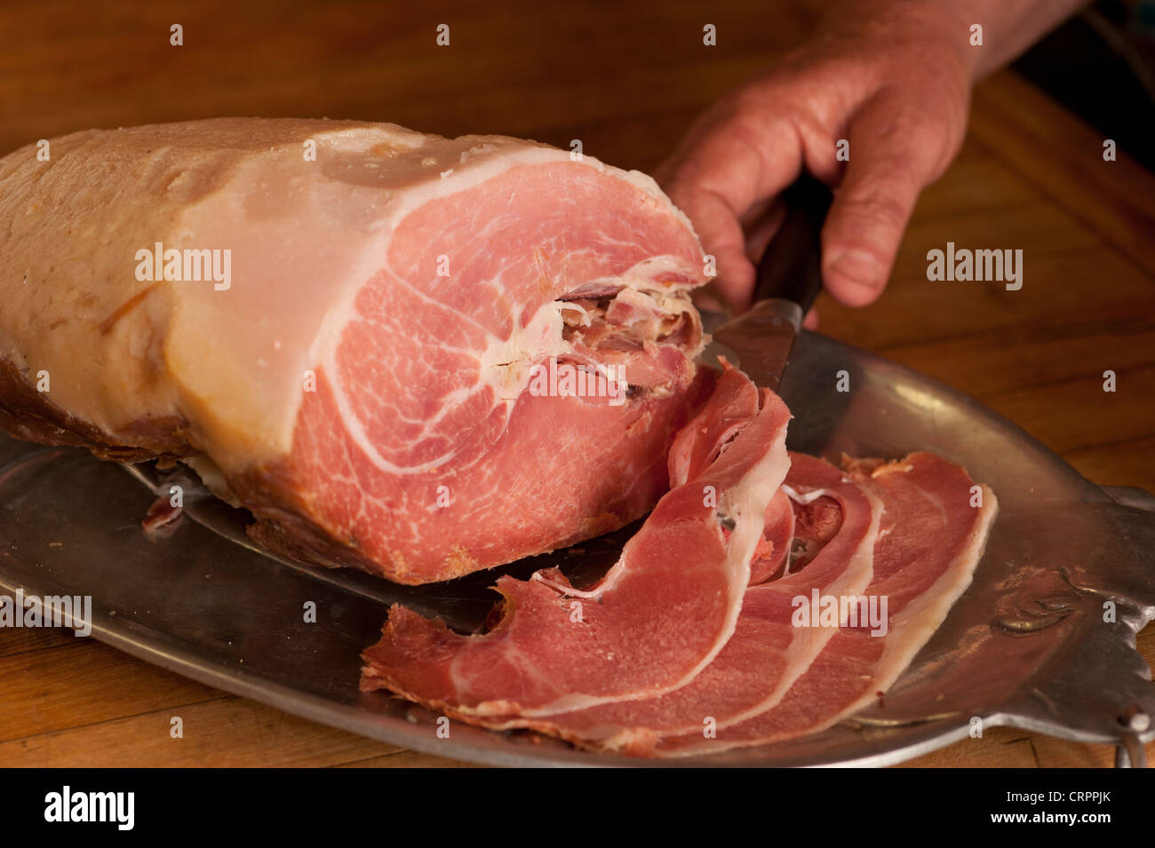 Sliced ham Stock Photo