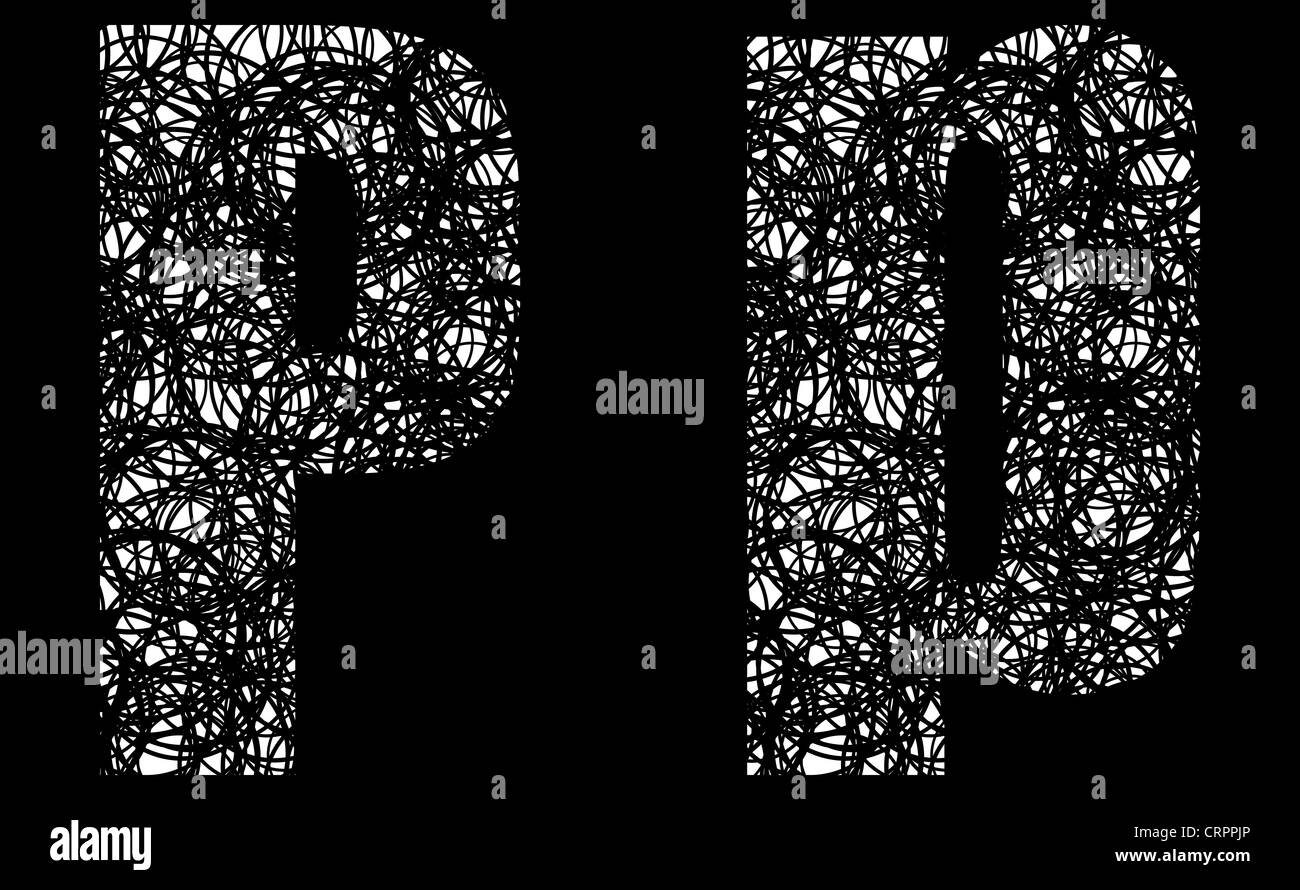 Abstract Black and White Font Letter P Stock Photo - Alamy