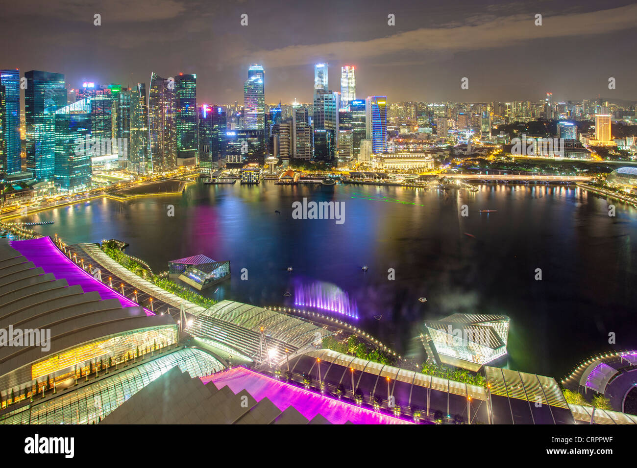 Elevated view over Singapore City Centre and Marina Bay, Singapore, South East Asia Stock Photo