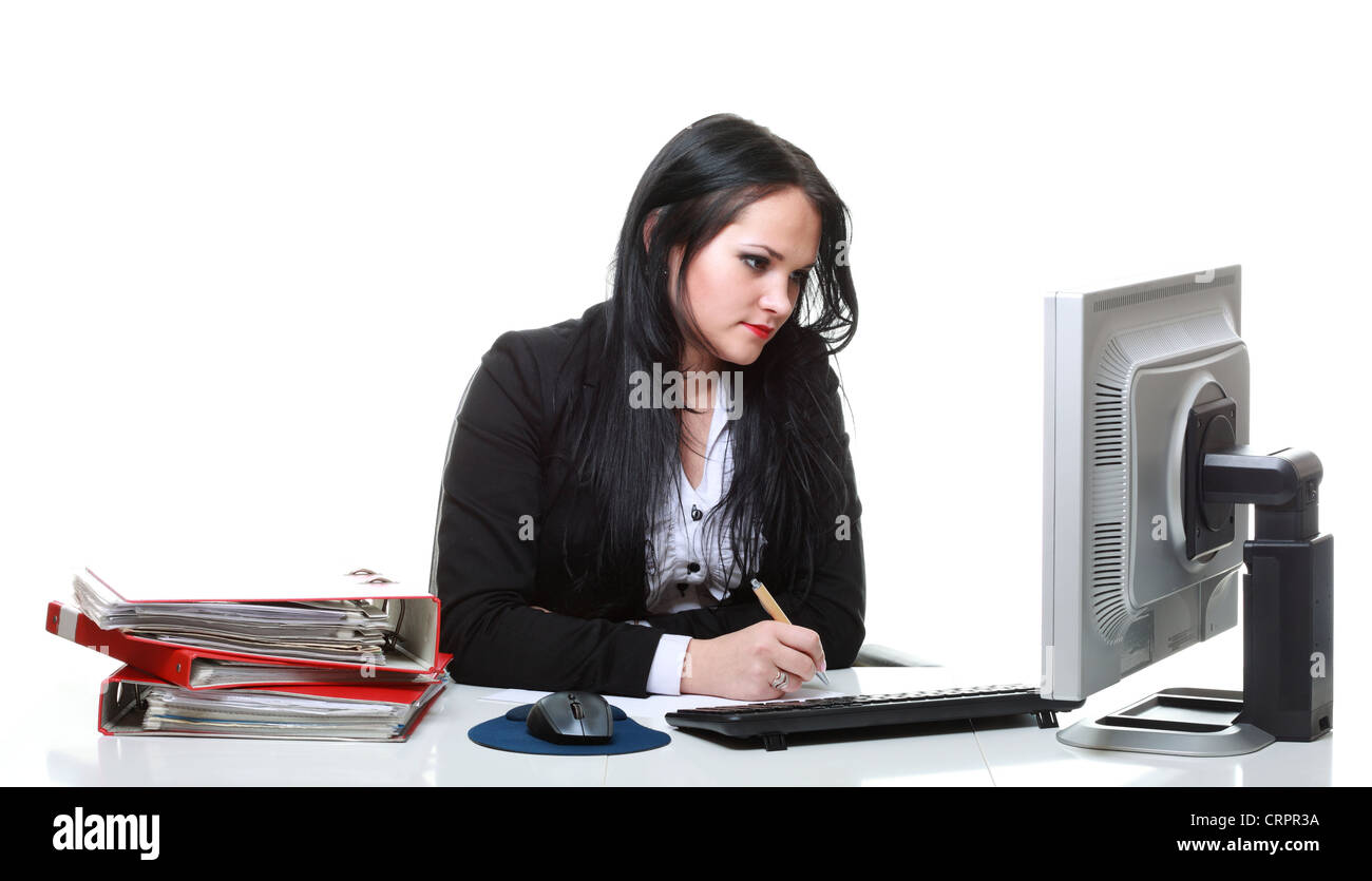 modern business woman sitting at office desk Stock Photo - Alamy