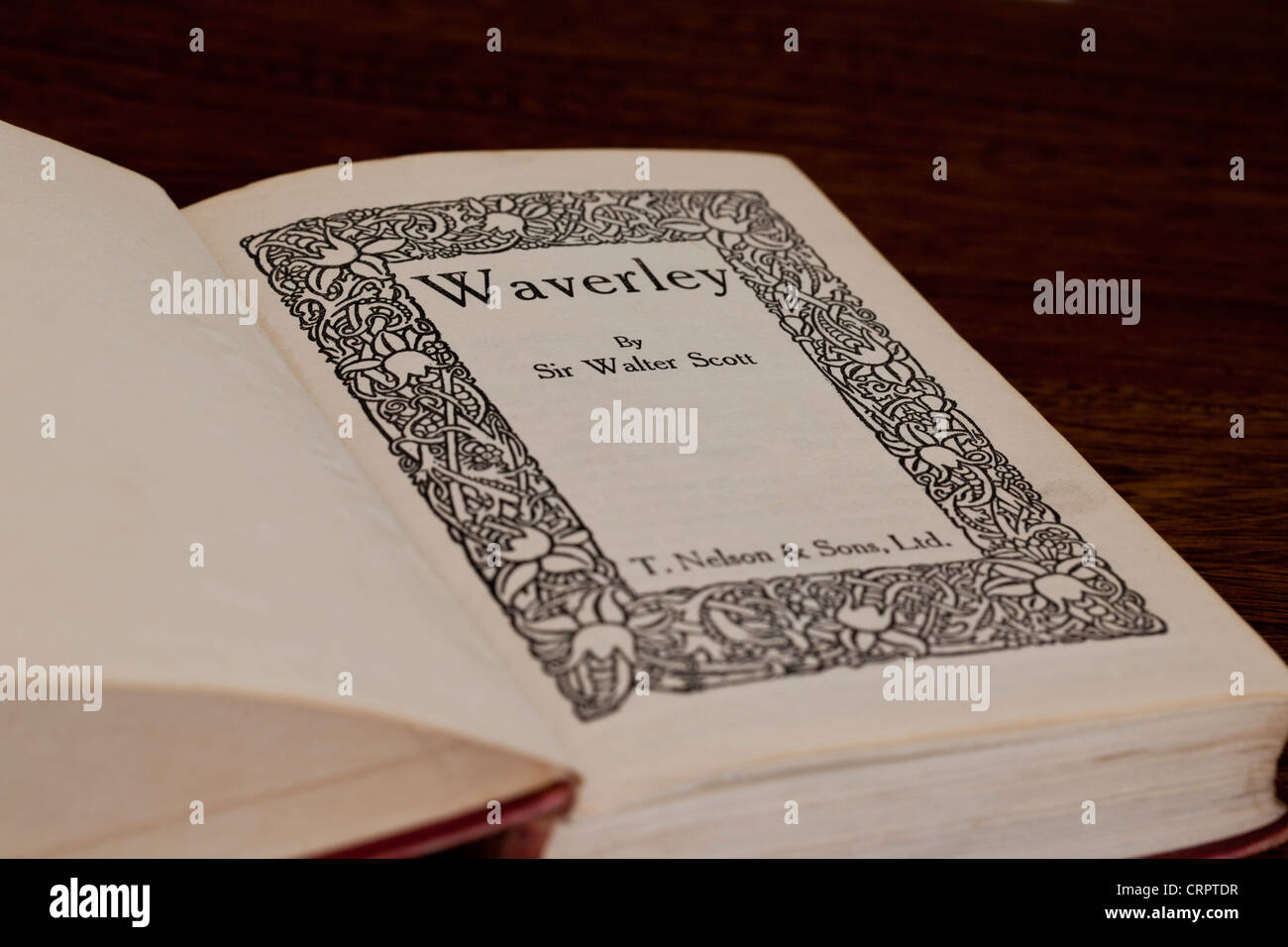 Open book, Waverley by Sir Walter Scott Stock Photo