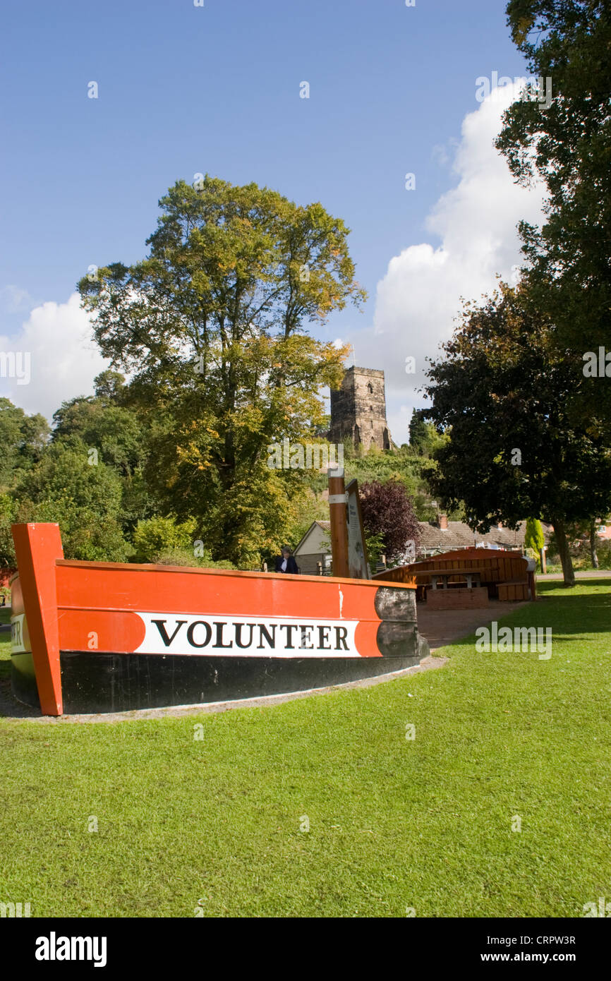 Wych Barge and Doddenham church Droitwich Spa Worcestershire England UK