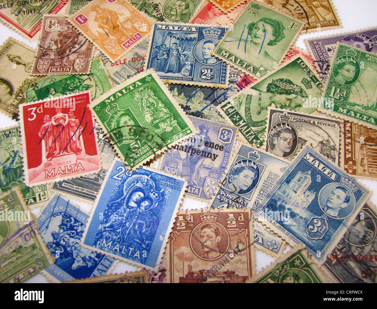 Maltese Vintage Stamps Stock Photo