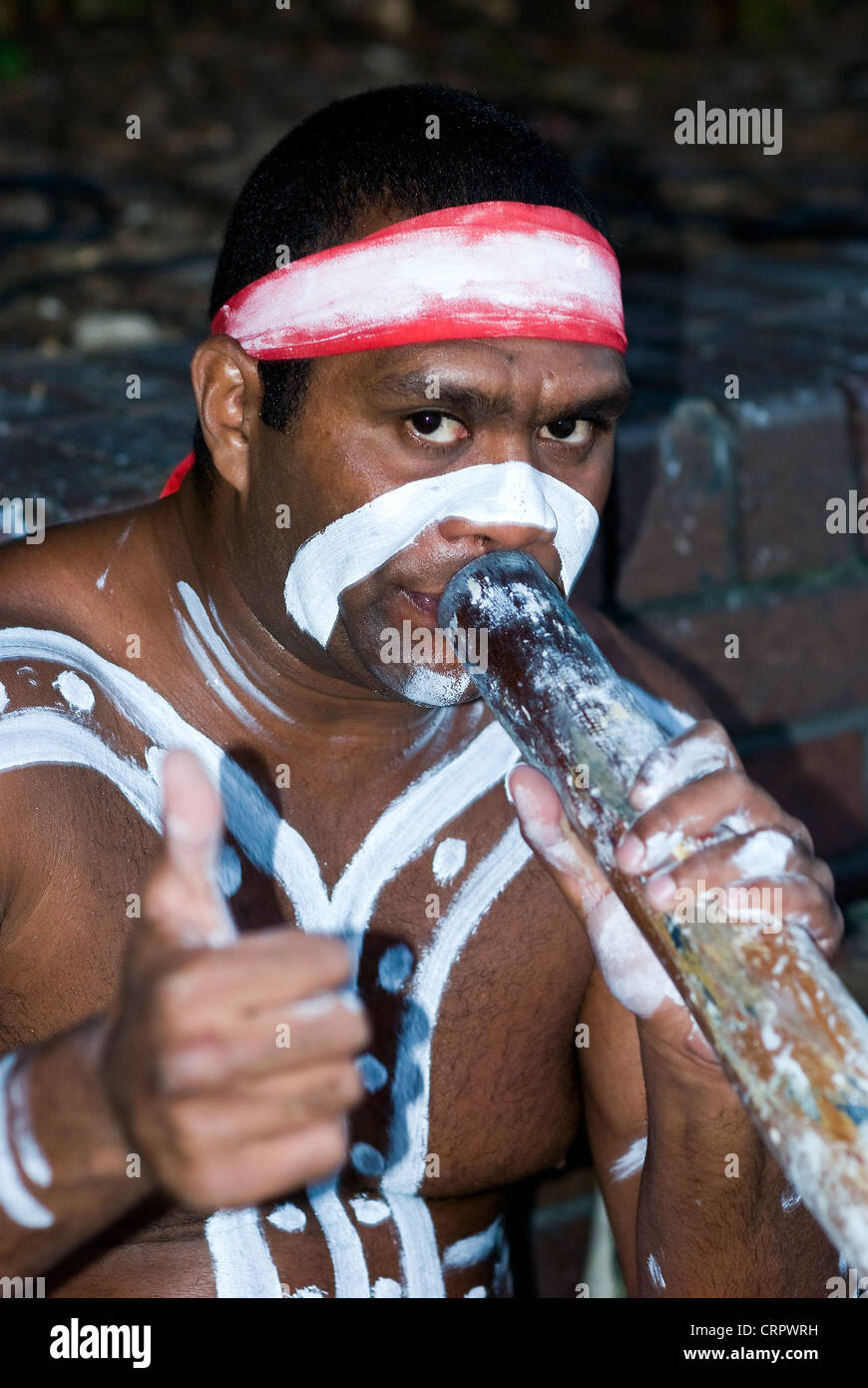 Australia Sydney Aboriginal busker at Circular Quay Stock Photo