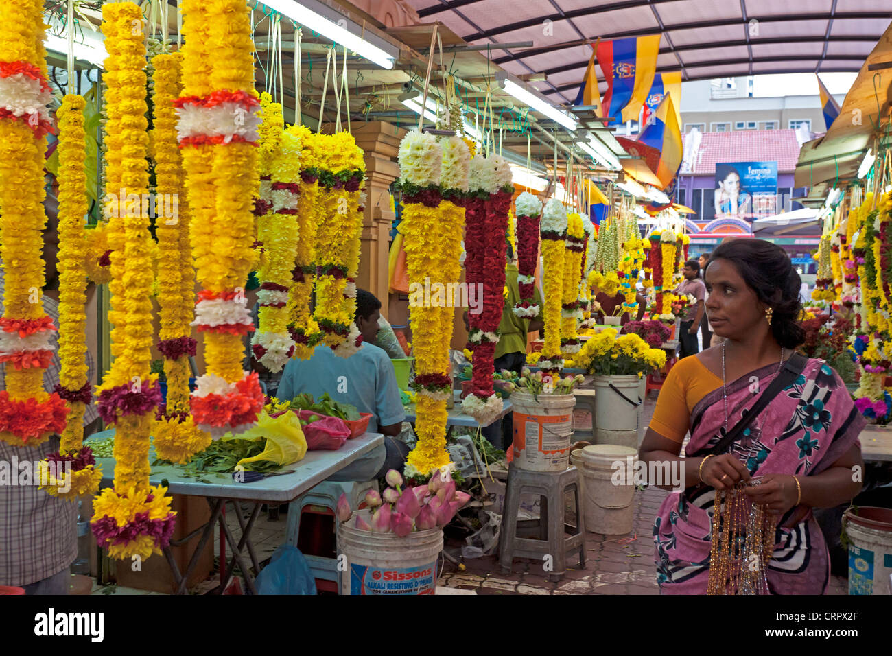 South East Asia, Malaysia, Kuala Lumpur, Little India, flower market on Jalan Tun Sambantham Stock Photo