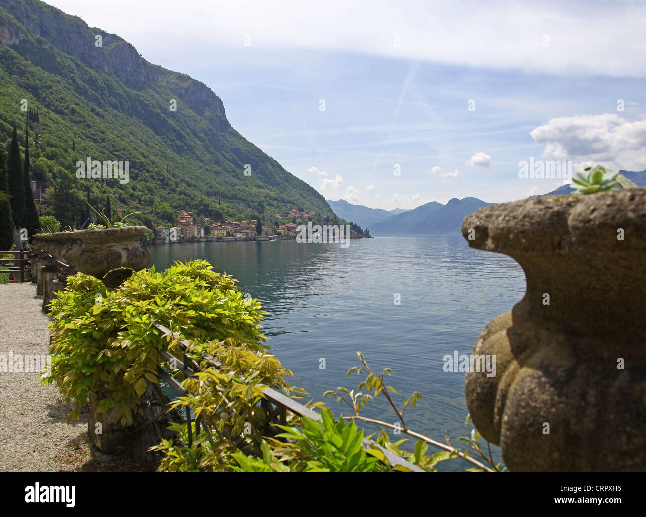 The gardens of Villa Monastero Varenna Lake Como Italy Looking towards
