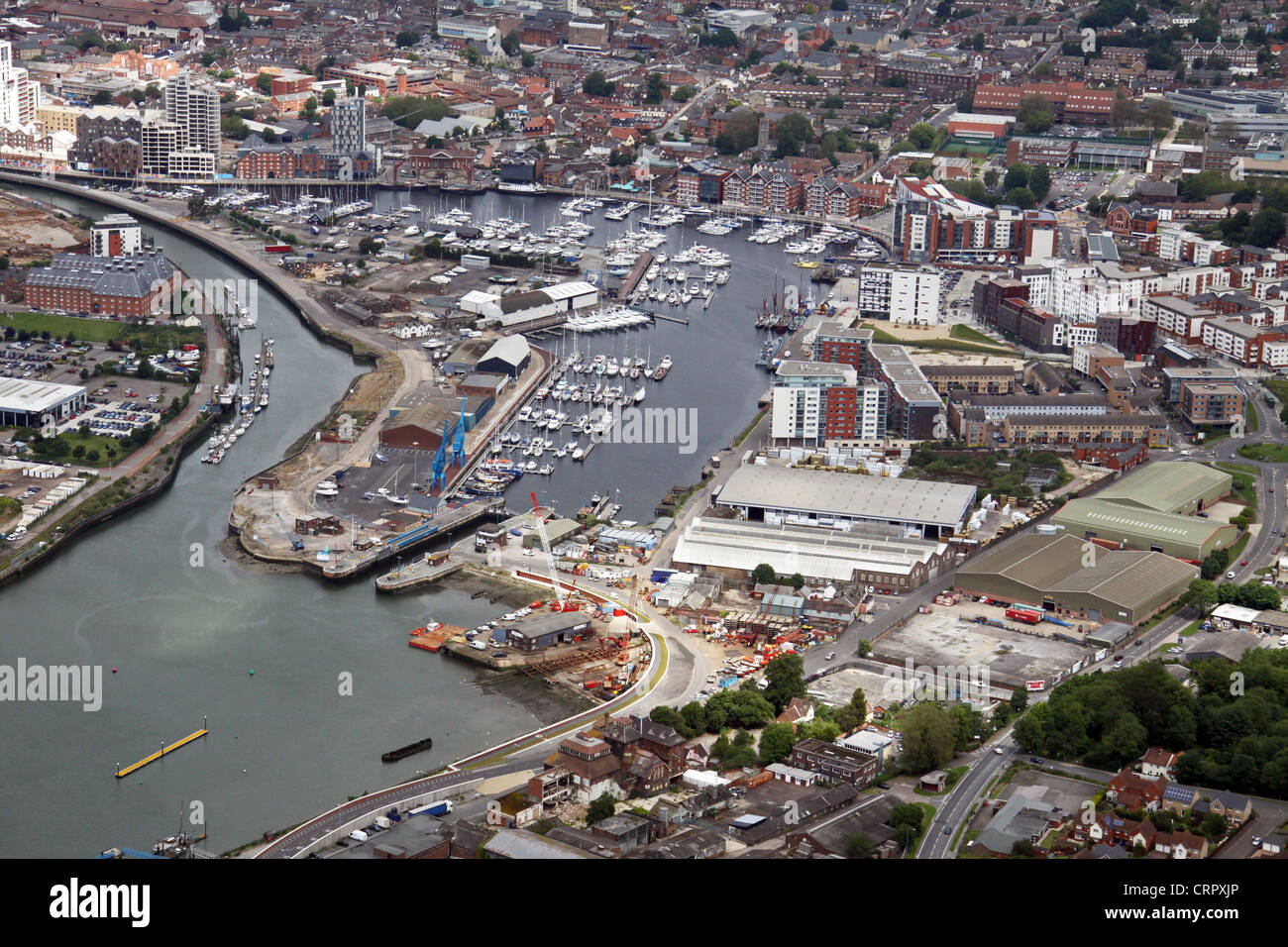 aerial view of Ipswich Marina developments Stock Photo