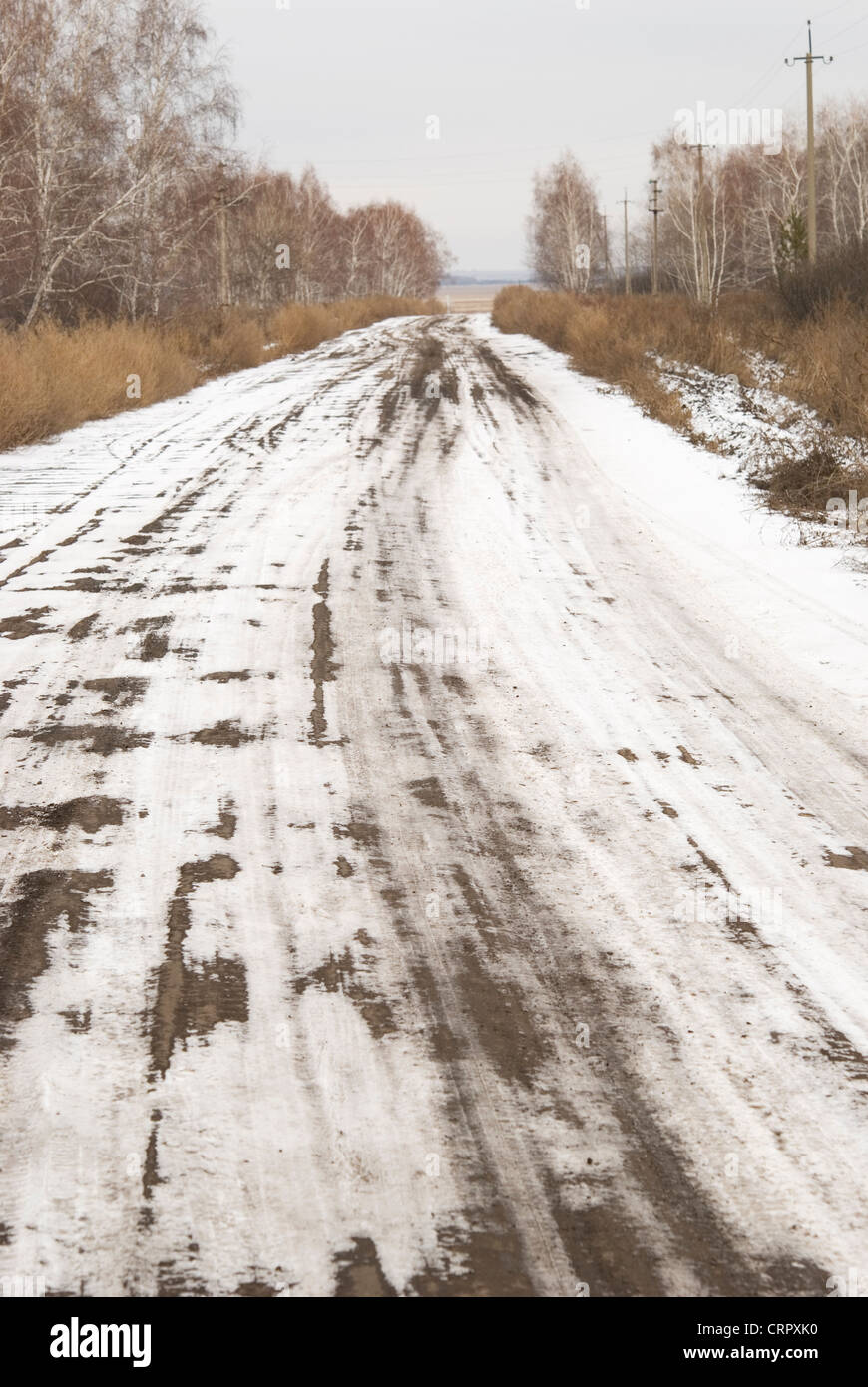 winter road in Kazakhstan Stock Photo