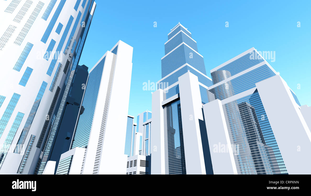 Concept on Clean White City 3D render Stock Photo - Alamy
