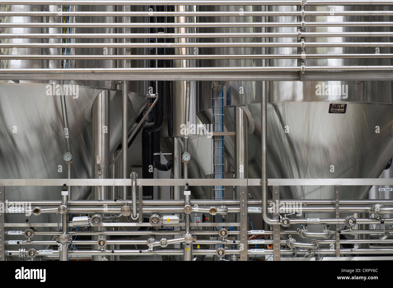 Fermentation tanks, Dogfish Head Brewery, Milton, Delaware, USA Stock Photo