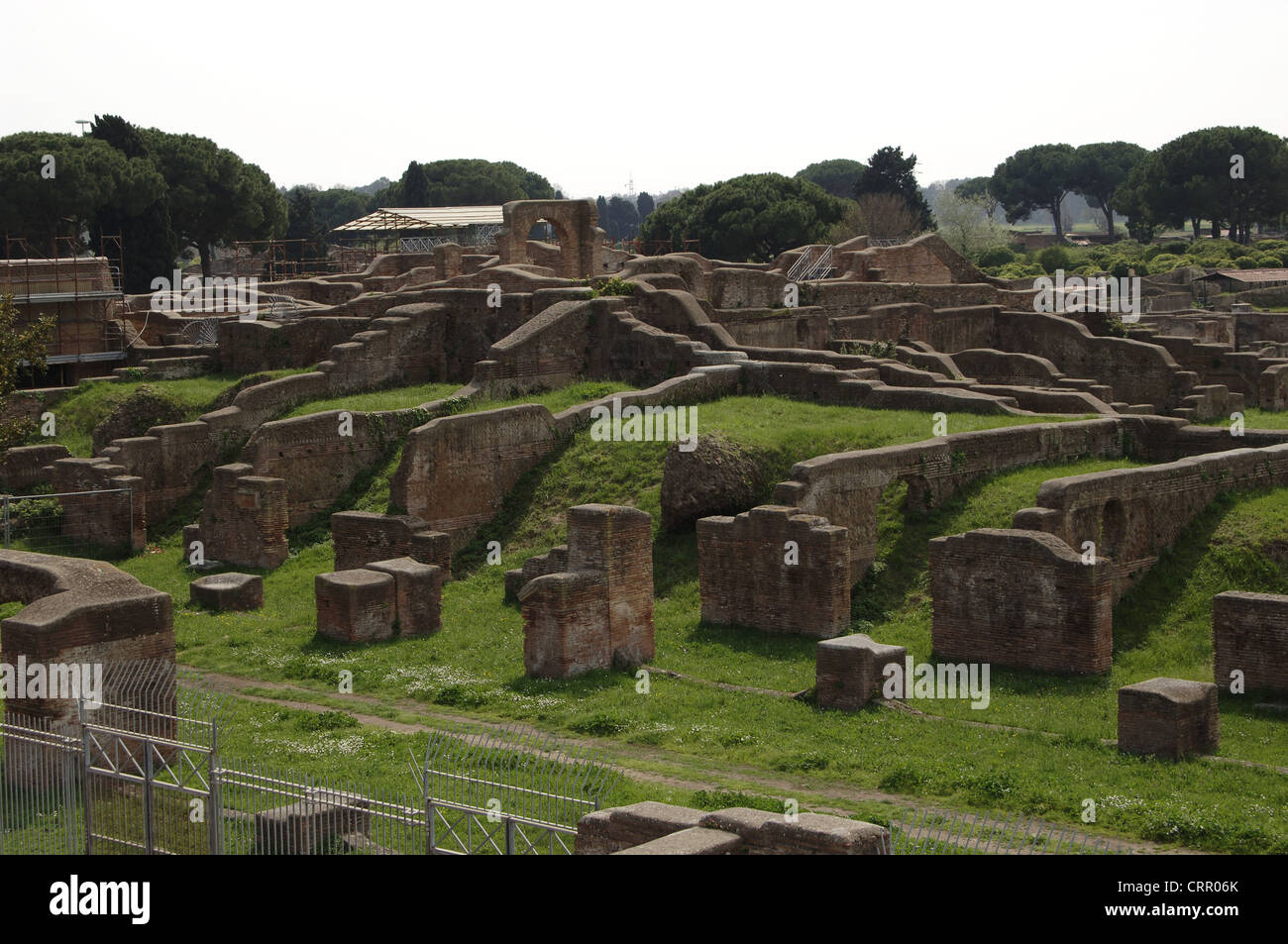 Ostia Antica. Overview of the Small Market from the north-east. C. 120 AD. Italy. Stock Photo