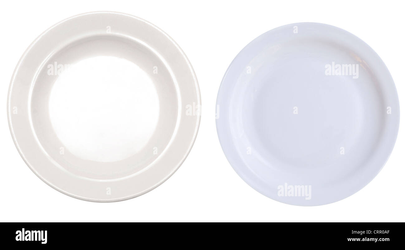 two empty plates isolated on white Stock Photo Alamy