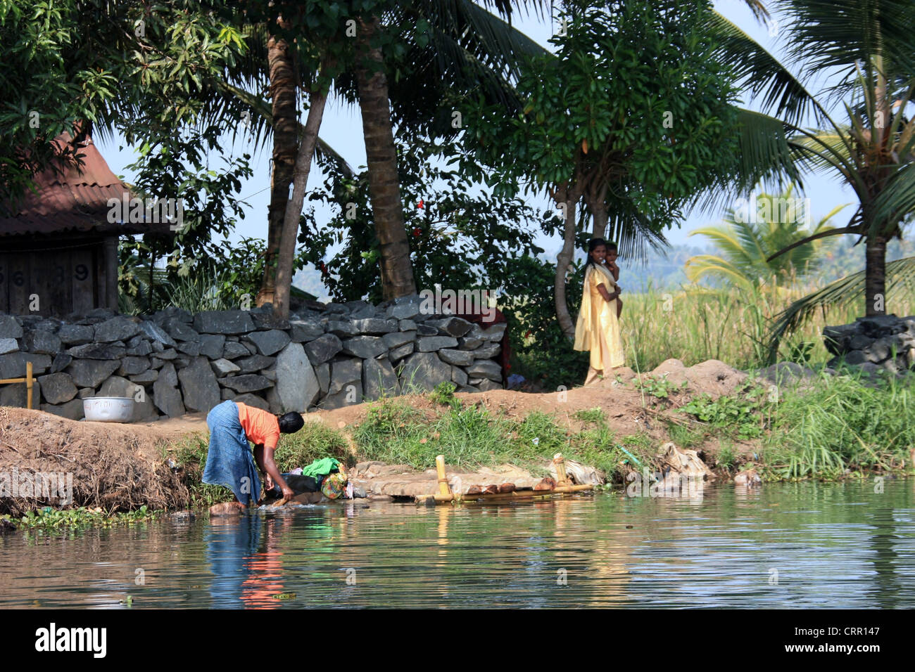 Life on the Backwaters of Kerala in Southern India Stock Photo