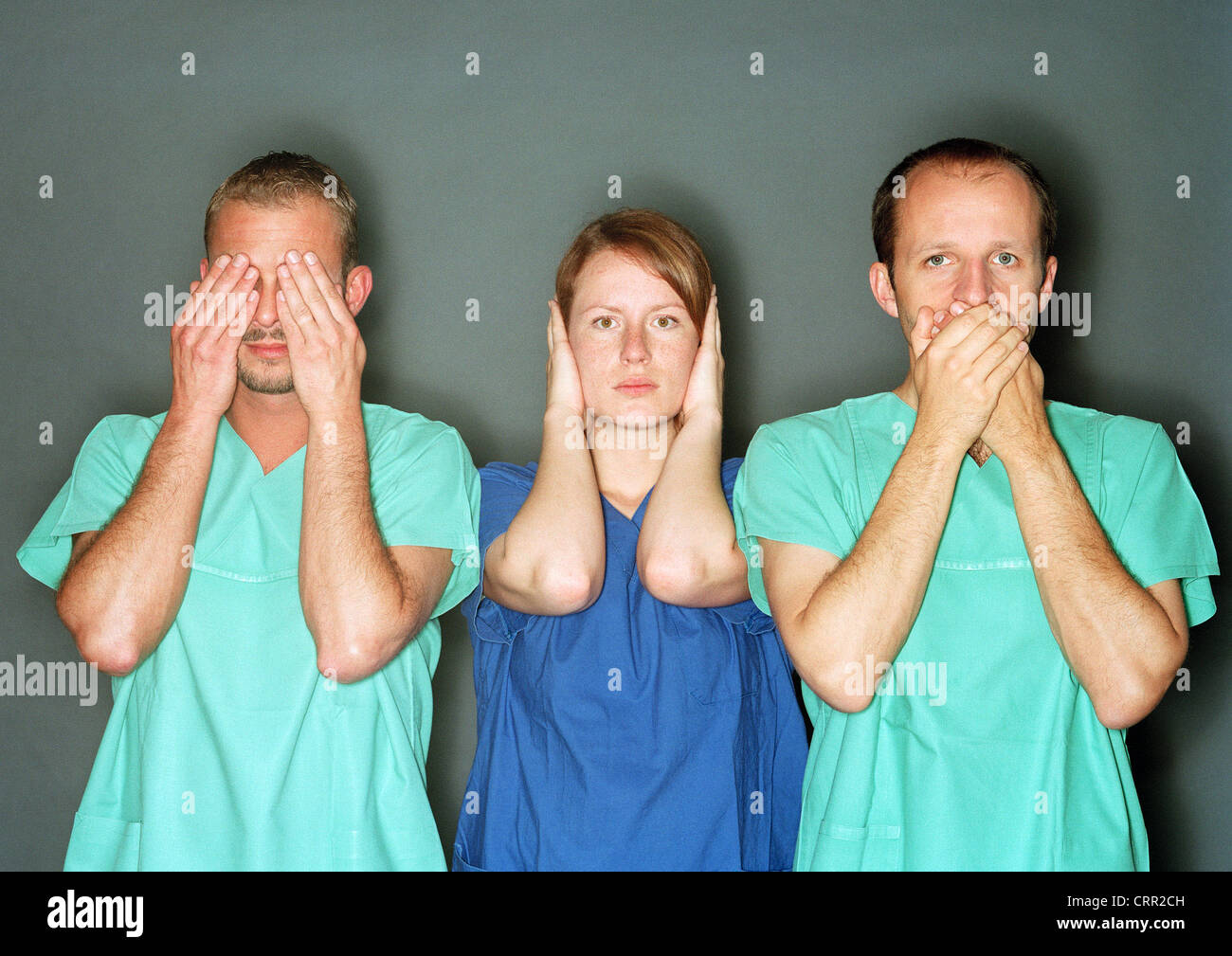 Doctors see the gesture nothing, hear and say Stock Photo