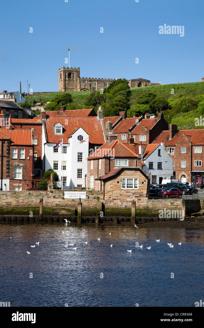 Captain Cook Museum below St Marys Church at Whitby Stock Photo
