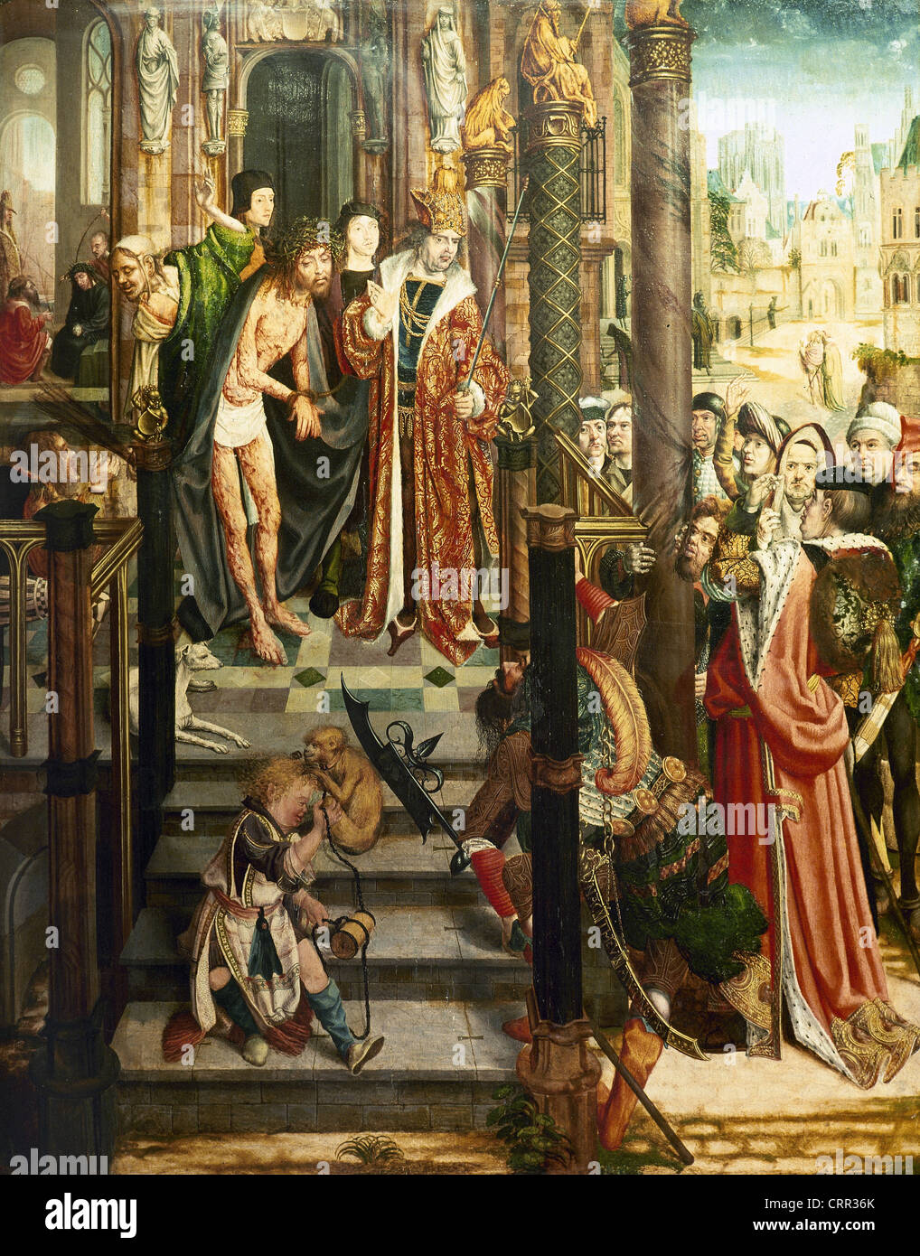 The Aachen Passion Altar. 1505-1510. By the Master of the Altars of Aachen. Detail. Ecce Homo. Left panel. Stock Photo