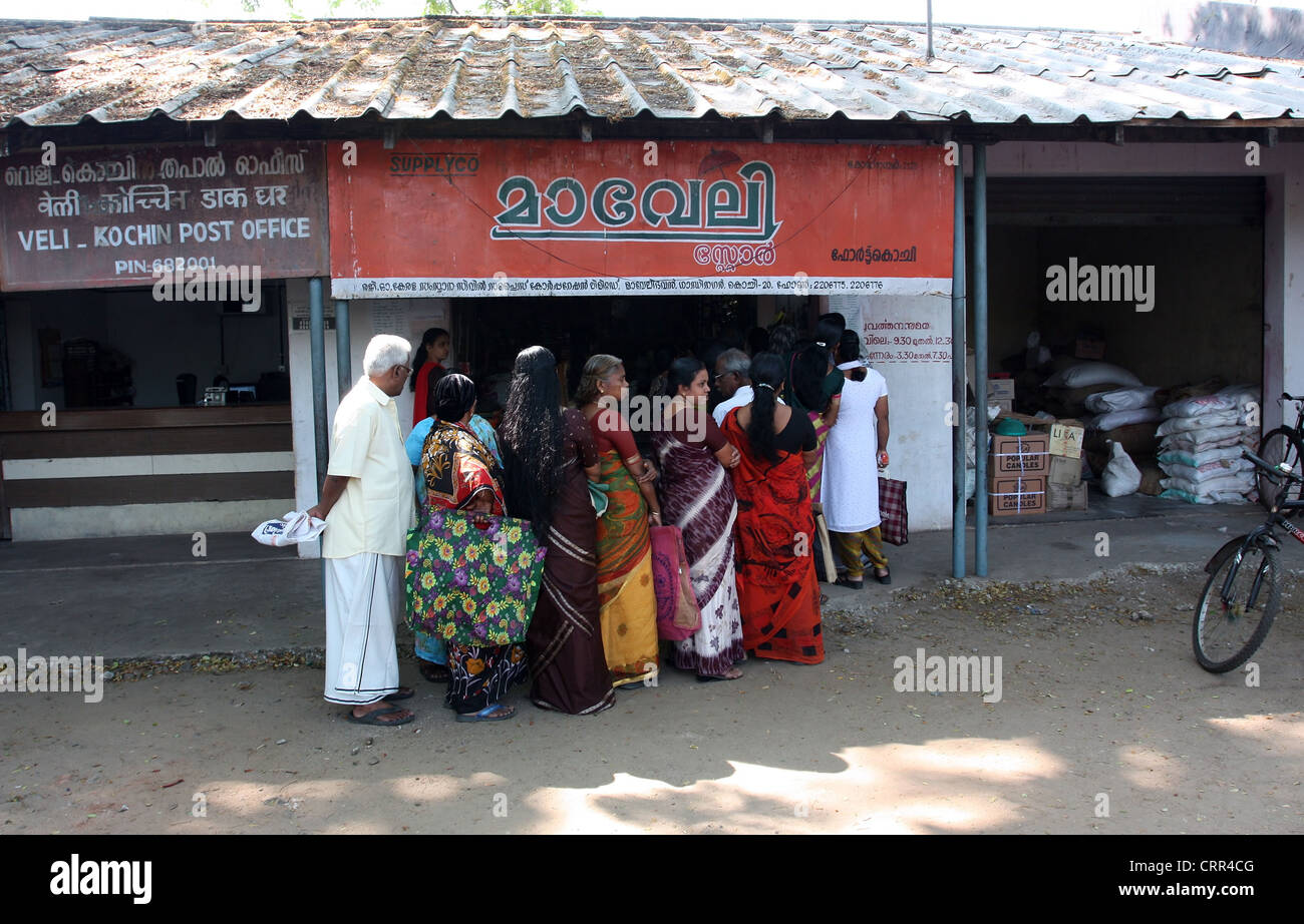 Post Office Queue in Kerala Stock Photo
