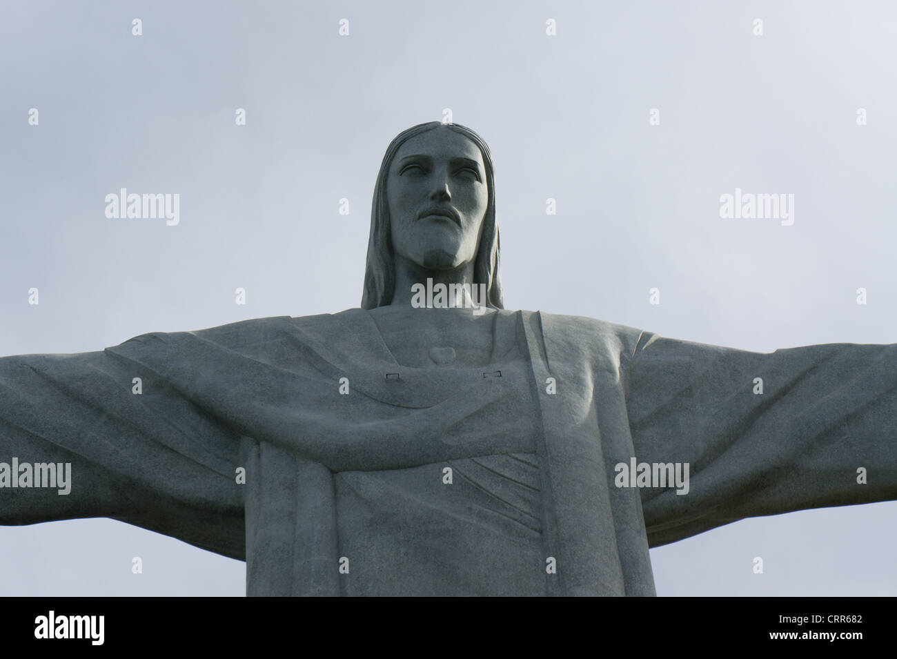 Close-up of the 30 metre tall Art Deco statue Christ the Redeemer (Cristo Redentor) by sculptor Paul Landowski, completed 1931. Rio de Janeiro, Brazil Stock Photo