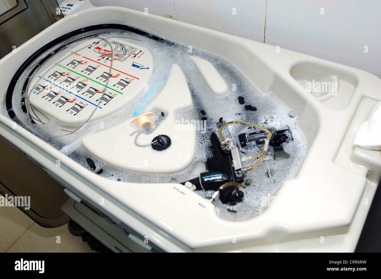 An endoscope is cleaned after use Stock Photo Alamy