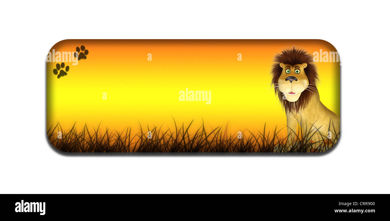 Illustration of a safari themed banner/header with a cartoon on a white  background Stock Photo - Alamy