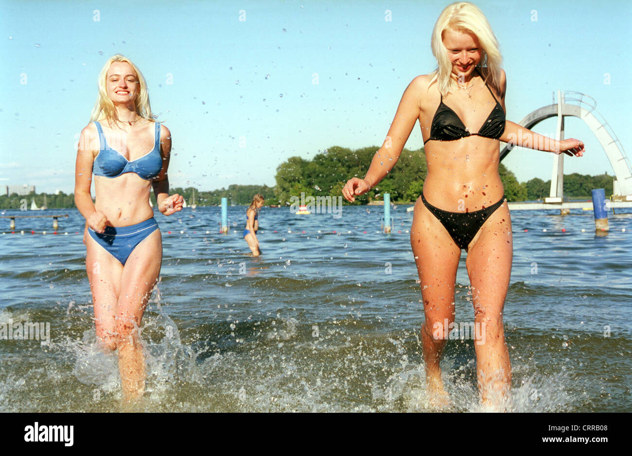 Women Bathing in Lake Tegel in Berlin Stock Photo