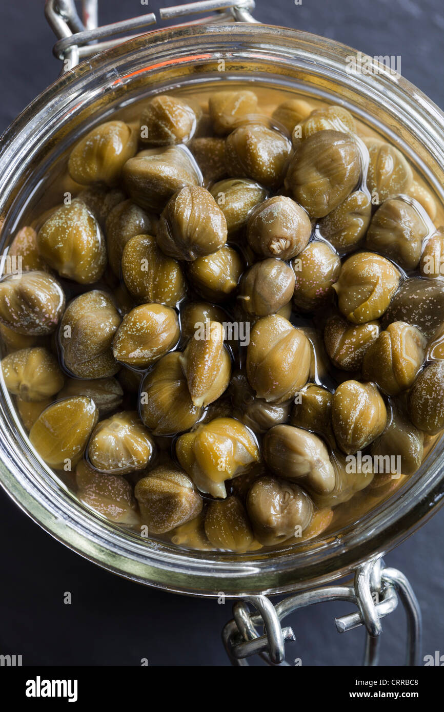 Capers in Glass Storage Jar Stock Photo Alamy