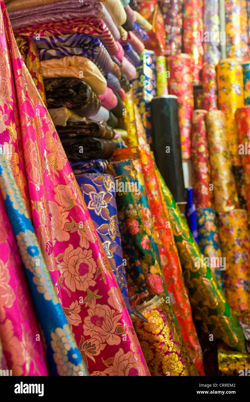 Colourful rolls of silk fabric in the WesternCentral Asia Market