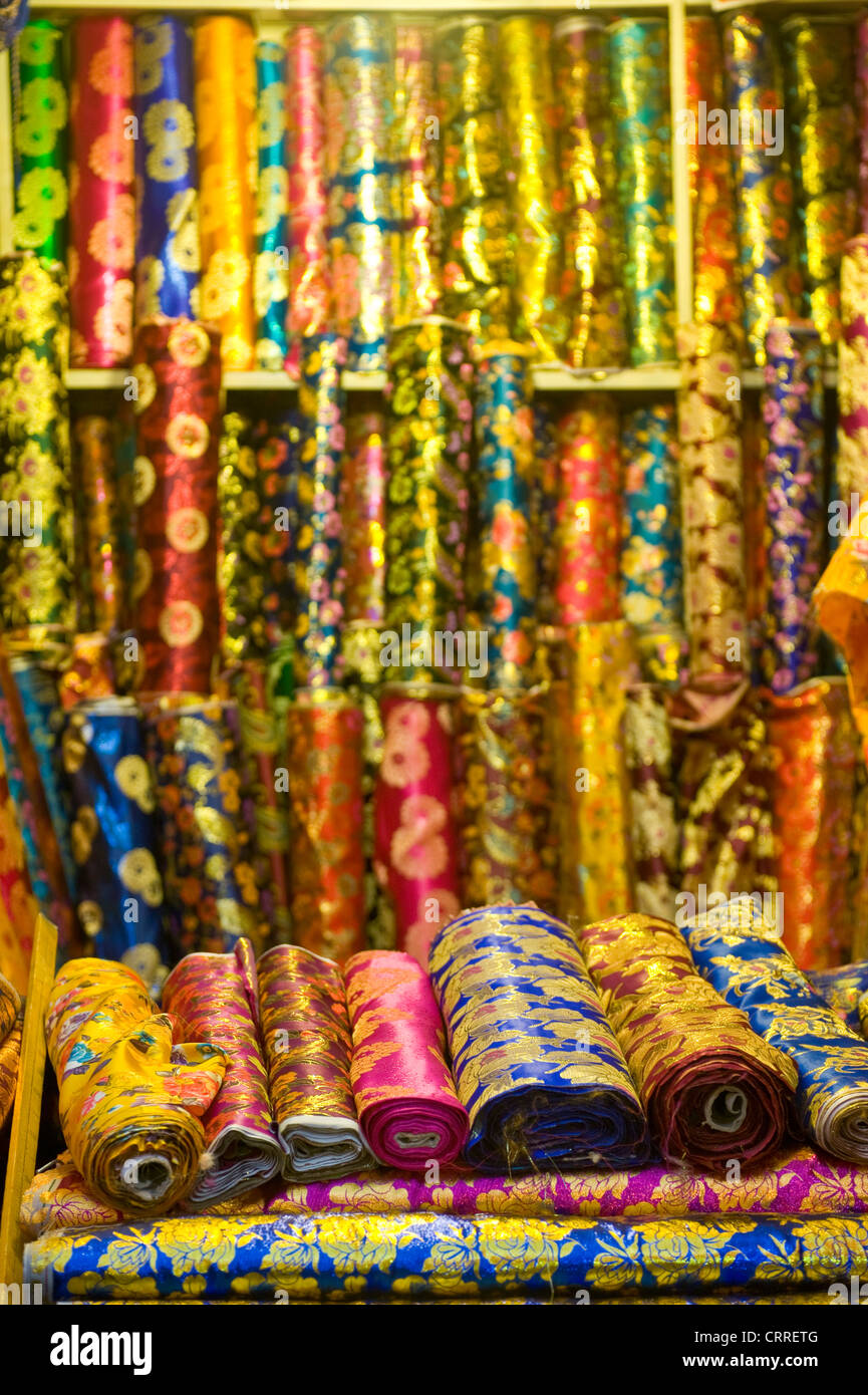 Colourful rolls of silk fabric in the WesternCentral Asia Market