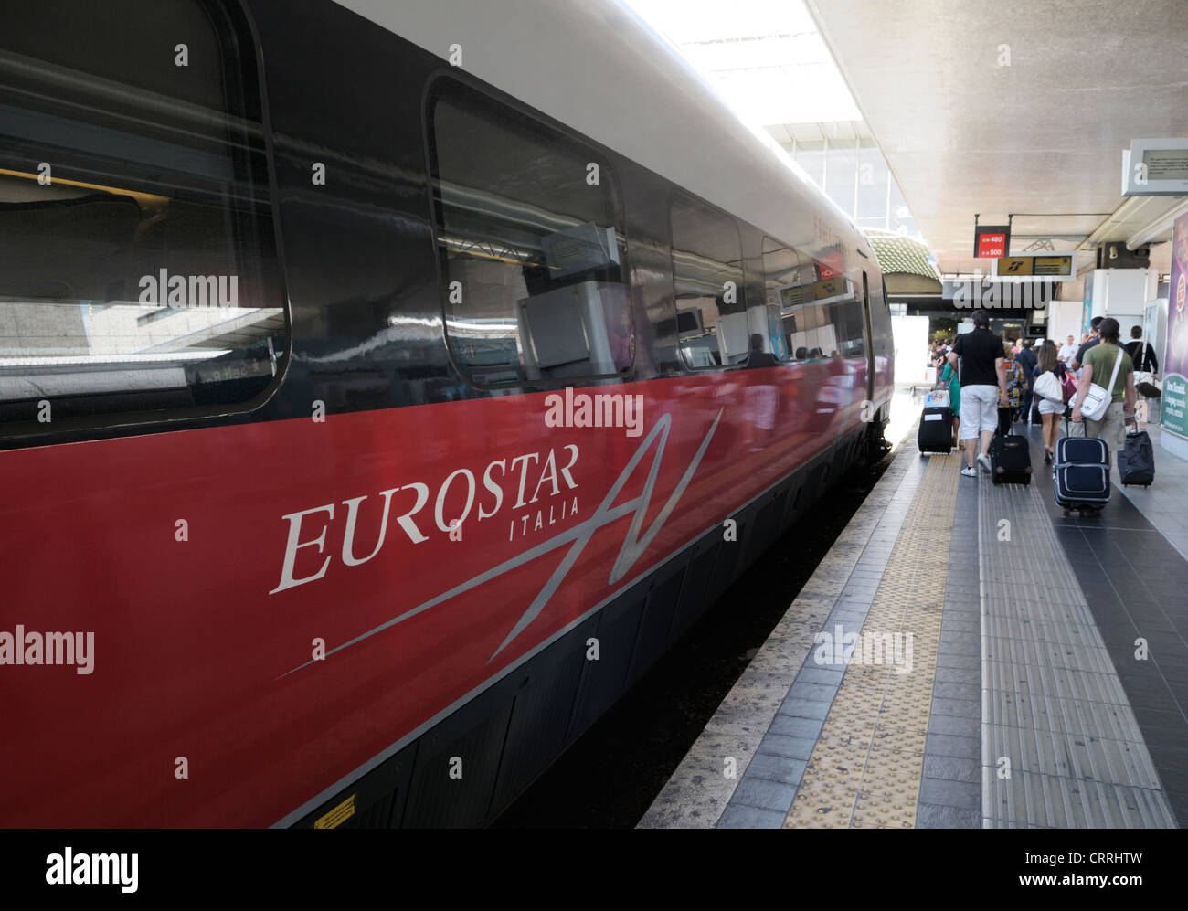 Eurostar train in the station, Naples, Italy Stock Photo