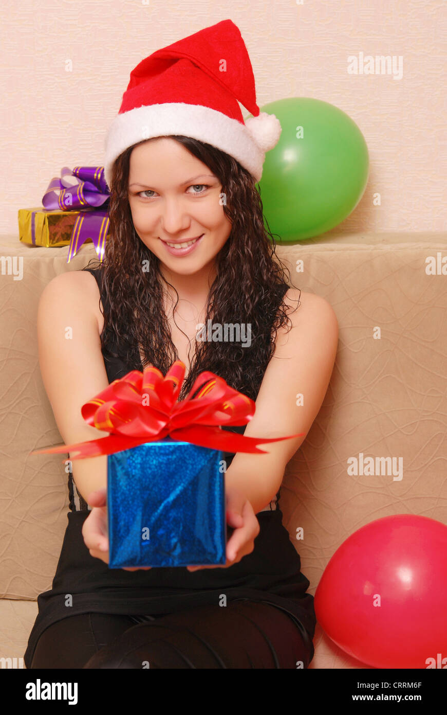 young happy woman with presents Stock Photo - Alamy